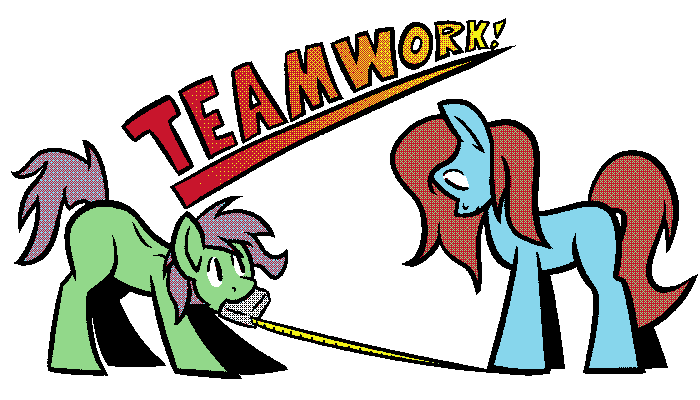 two ponies working together