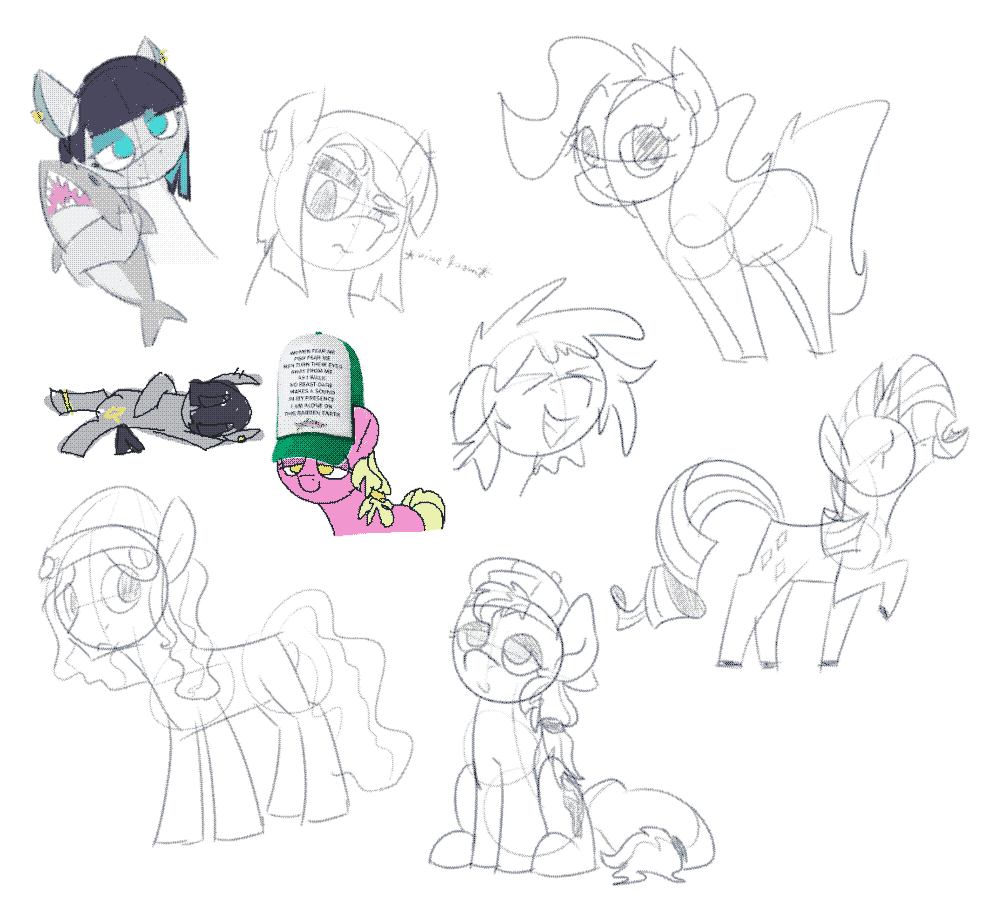 various sketcvhes of some ocs & some cannon pones